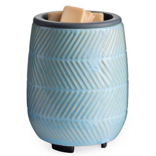 Lampada profumata CANDLE WARMERS® Flip Dish BLUE HERRINBONE elettrica per la vendita all'ingrosso da parte di Candle Warmers Etc. Duftlampen & Kerzen