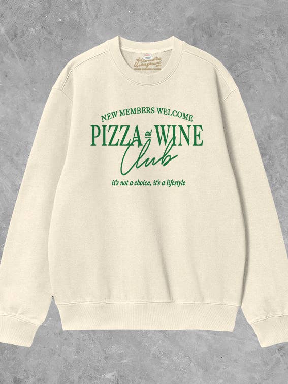 The Clandestine Underground – wholesale Graphic sweatshirt – Unisex – Pizza + Wine Club Boxy Cotton Sweatshirt0