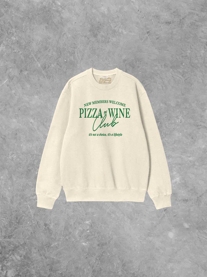 Pizza + Wine Club Boxy Cotton Sweatshirt for wholesale by The Clandestine Underground