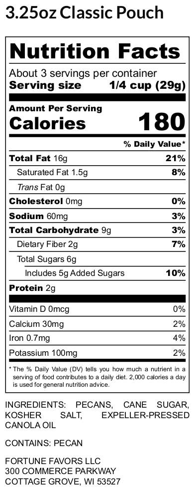 Fortune Favors - Wholesale Nuts - 3.25oz Fortune Favors The Classic Candied Pecans3