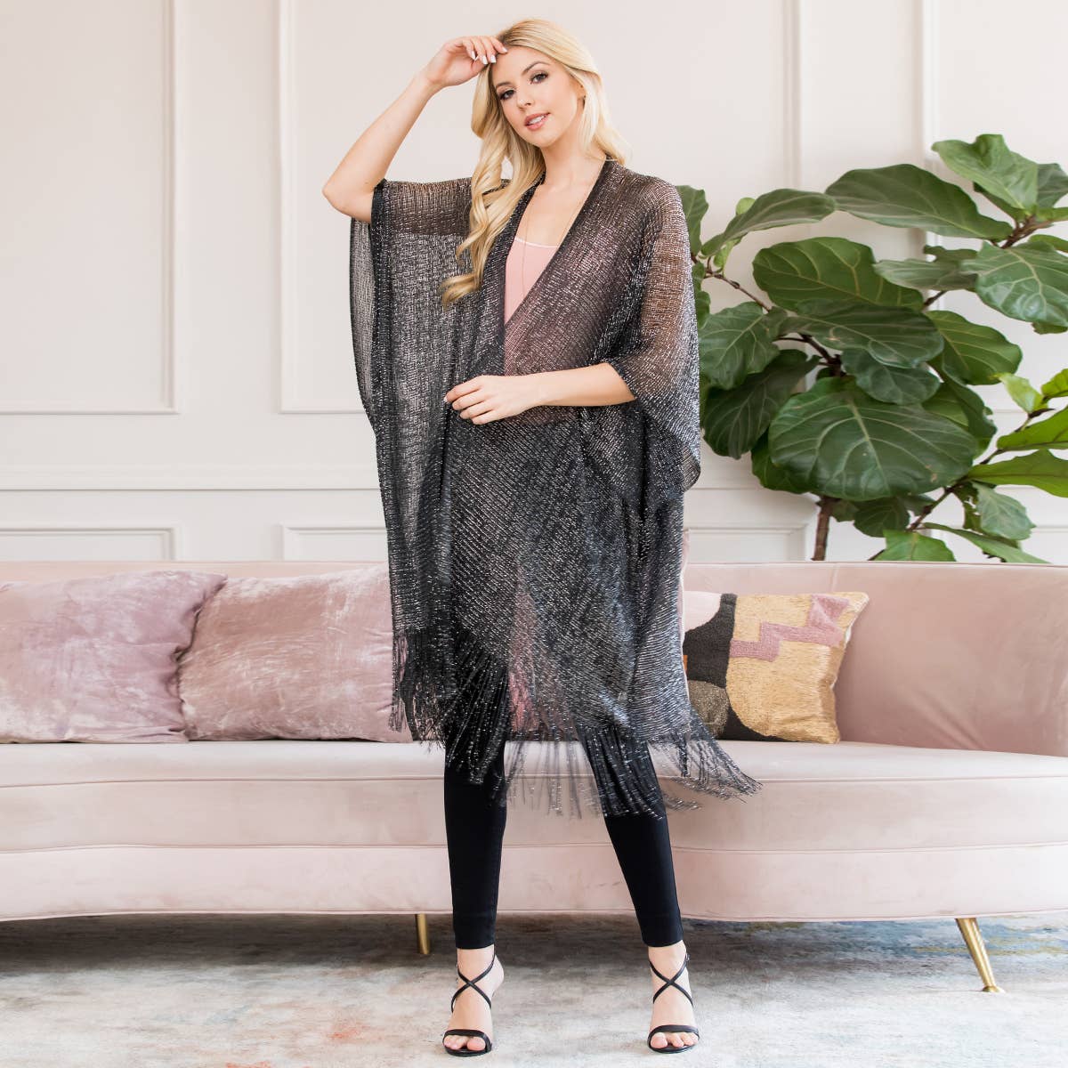 MYS Wholesale Inc - Wholesale Kimono - Women's - Elegant Metallic Colored Tassel Beach Kimono7