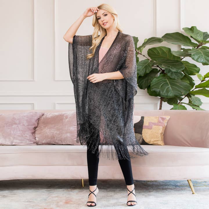 MYS Wholesale Inc - Wholesale Kimono - Women's - Elegant Metallic Colored Tassel Beach Kimono7