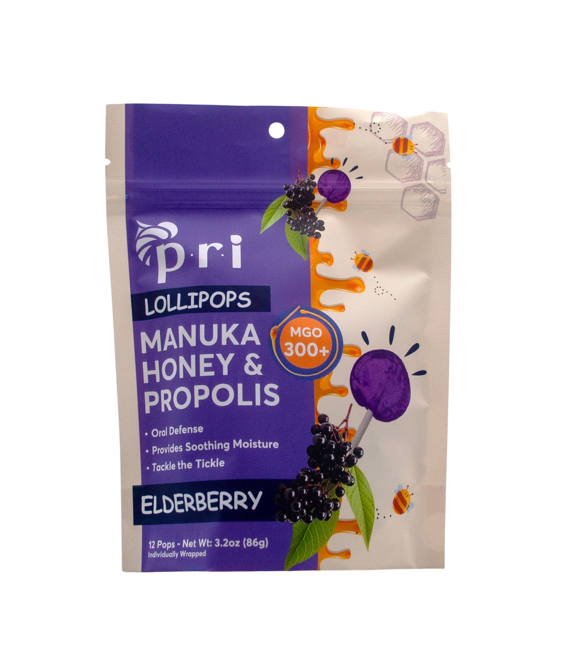 Pacific Resources - Wholesale Lozenges/cough drops - Manuka Honey Propolis Lollipop, Elderberry