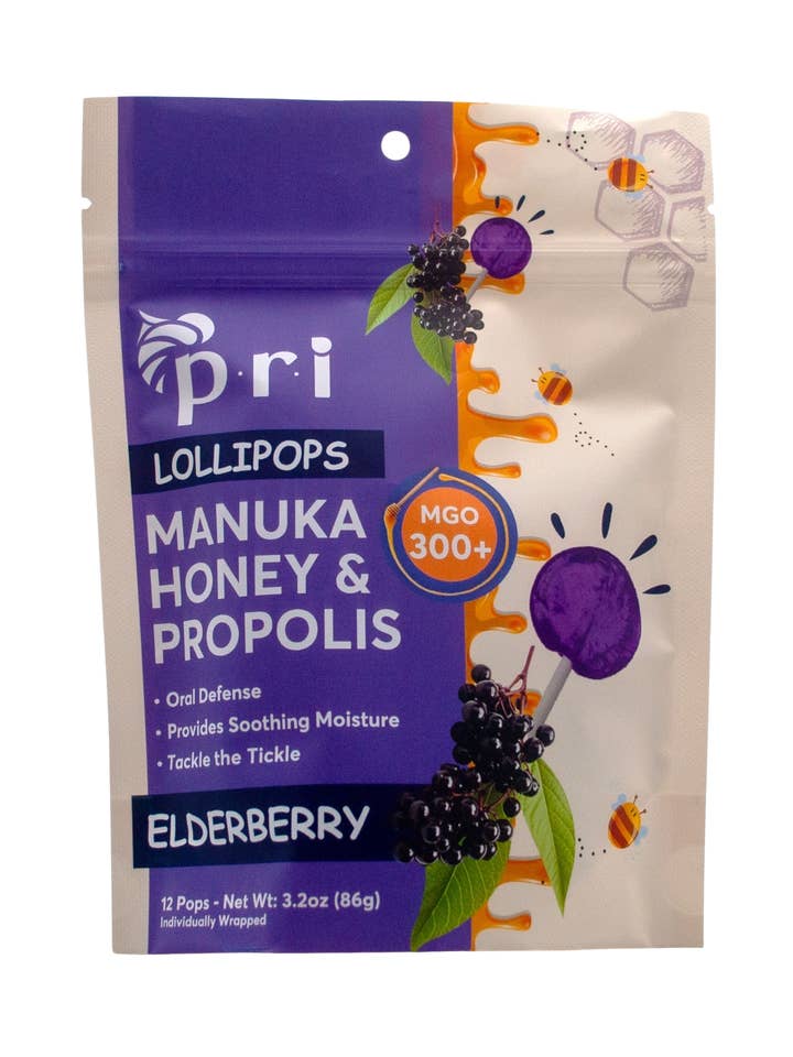 Manuka Honey Propolis Lollipop, Elderberry for wholesale by Pacific Resources