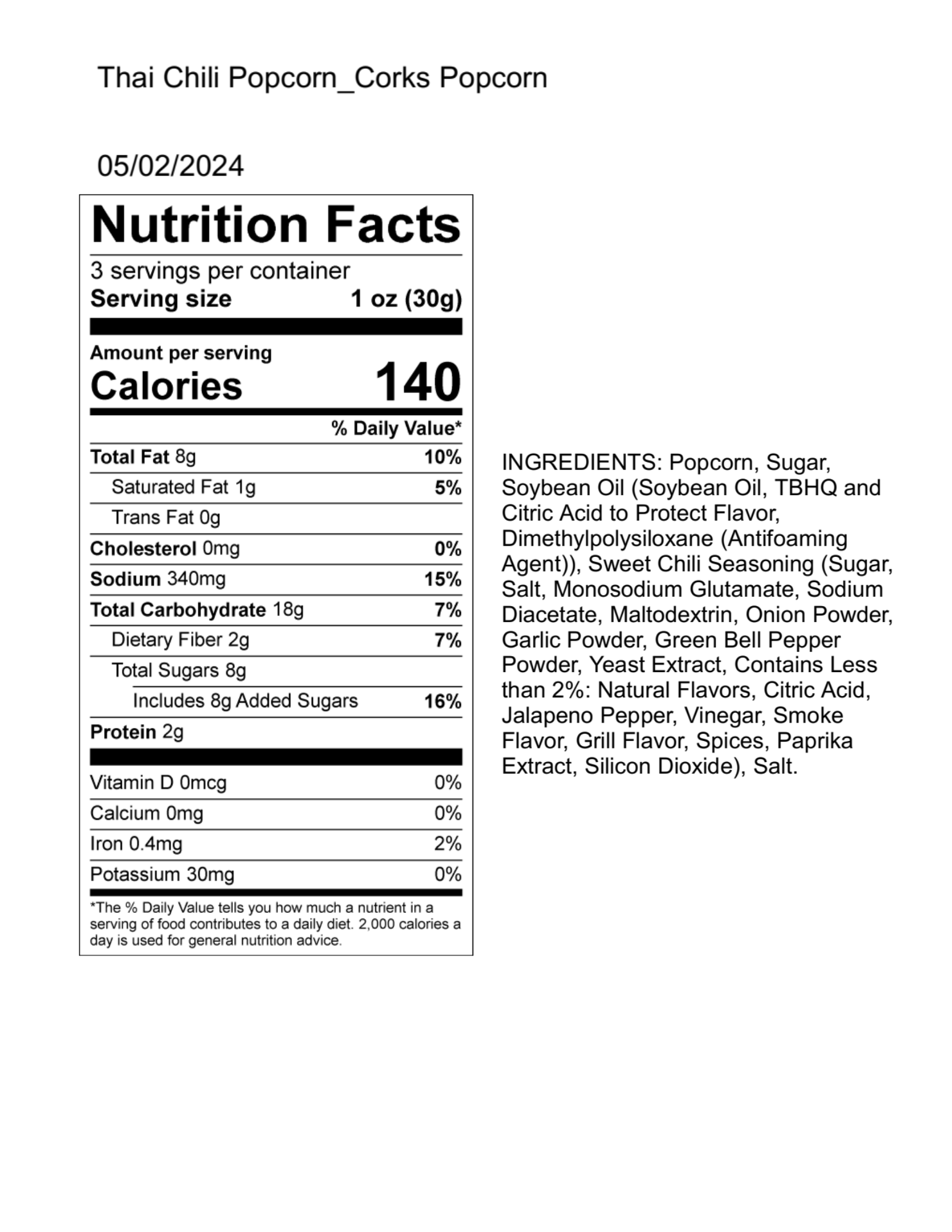 Corks Popcorn - Wholesale Popcorn - Sweet Thai Chili Popcorn1