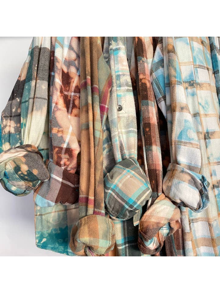 PiPPY | Kantha Clothing - Wholesale Shirt Jacket/Shacket - Women's - Bleached Flannel Shirts Button-Down Plaid Jacket Shirts1