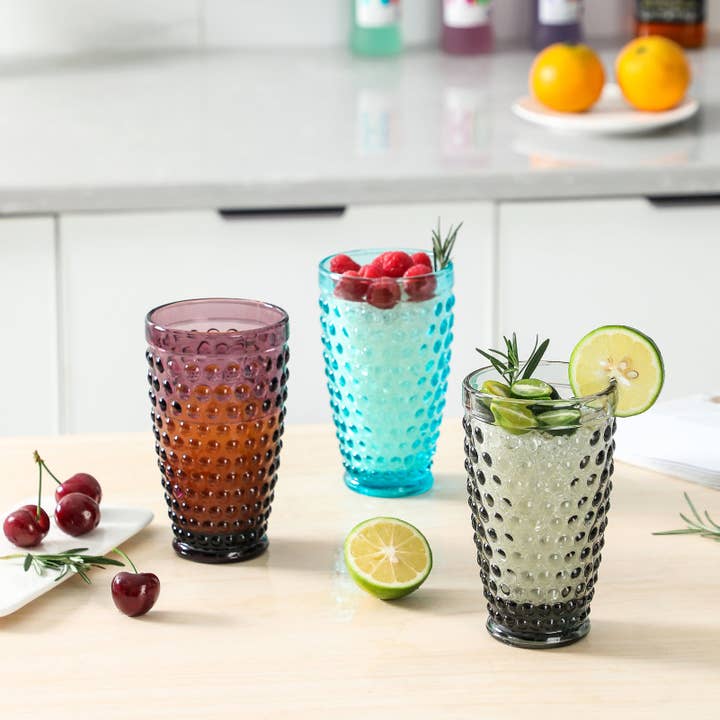Everest Global - Wholesale Drinking glass/cup - Hobnail Colorful Highball Glasses set of 63