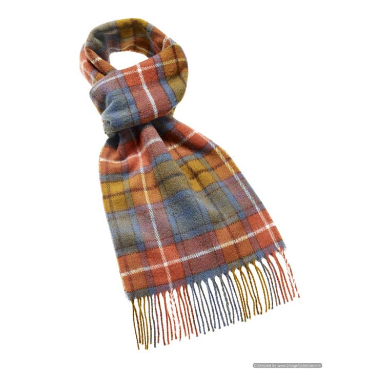 Bronte Moon - Wholesale Scarf - Unisex - Tartan Antique Buchanan Scarf, Merino Lambswool, Made in England