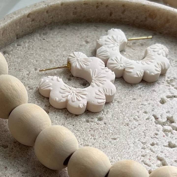 Textured Clay Hoops for wholesale by Courage & Calling