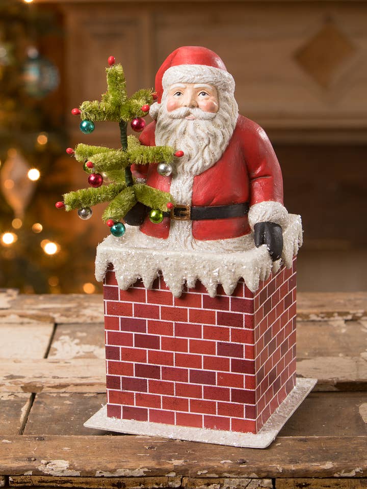 Vintage Santa in Chimney for wholesale by Bethany Lowe Designs
