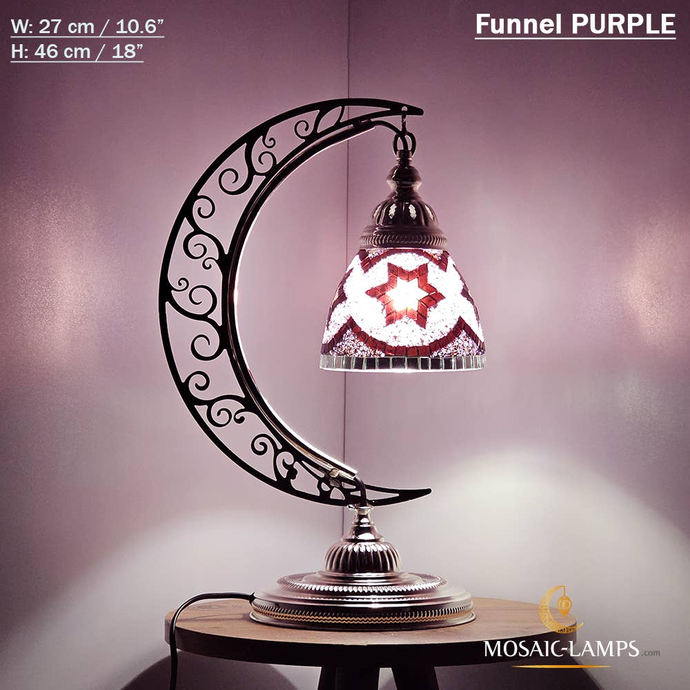 Mosaic Lamps - Vendita all'ingrosso Lampada da scrivania/d'accento - Lampada da scrivania Turkish Moon in argento, luci ad arco marocchine, Murano C21