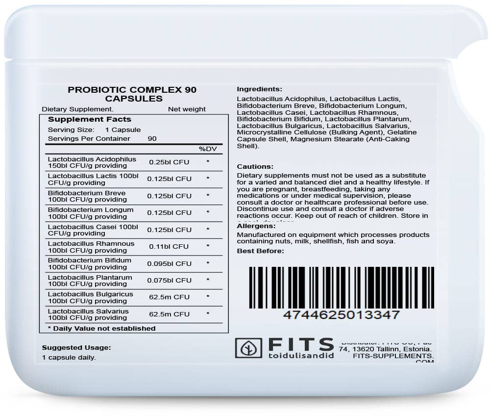 FITS – Engroshandel Kosttilskud og vitaminer – Probiotic Complex 90 kapsler1