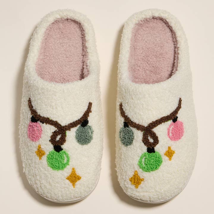 Multi Festive Christmas Light Bulb Home Slippers for Christmas Gift for wholesale on Faire2