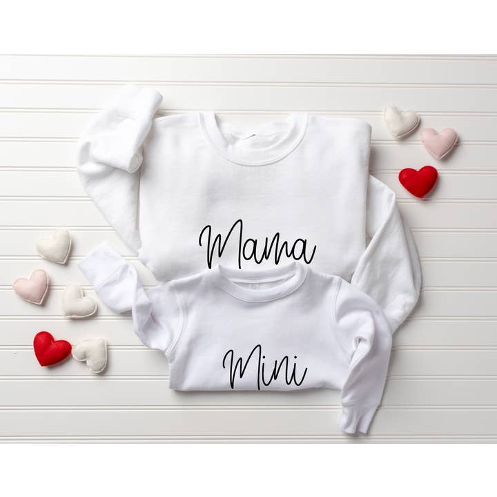 Llum del Sol – wholesale Mommy & me-set – Mama & mini matchande retrohjärtetröjset2