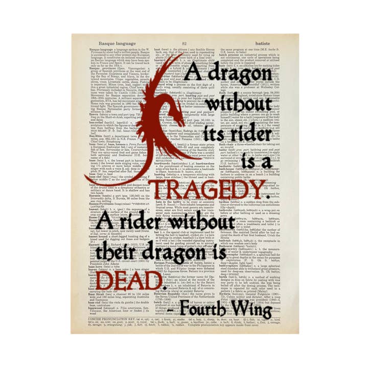 A dragon without rider | Dictionary Print | Vintage Book Art for wholesale by Bookish Birds