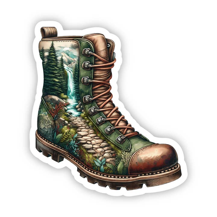 Boot Sticker | Nature Waterfall Scene | Waterproof Vinyl for wholesale by PiggyPrintStickers
