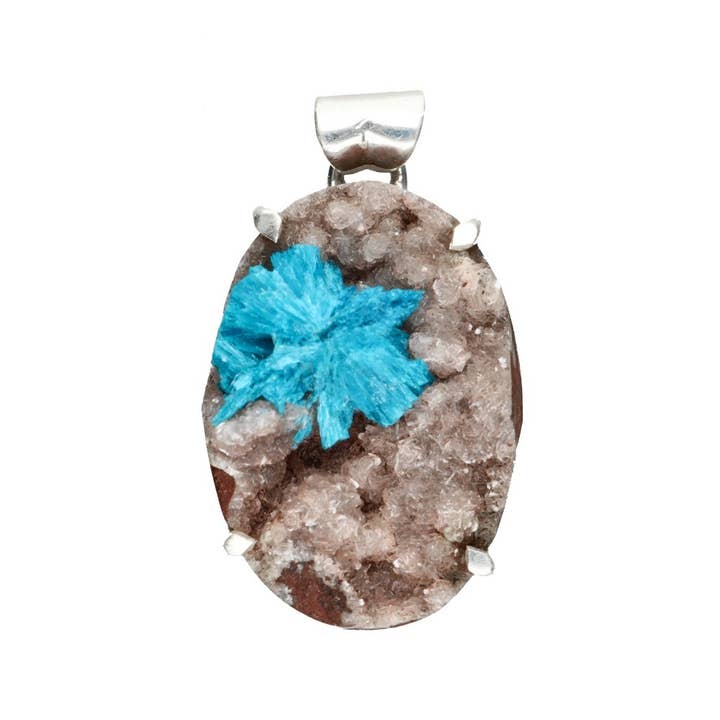 Cavansite Pendant in 925 Sterling Silver for wholesale by Vives de la Cortada S.L