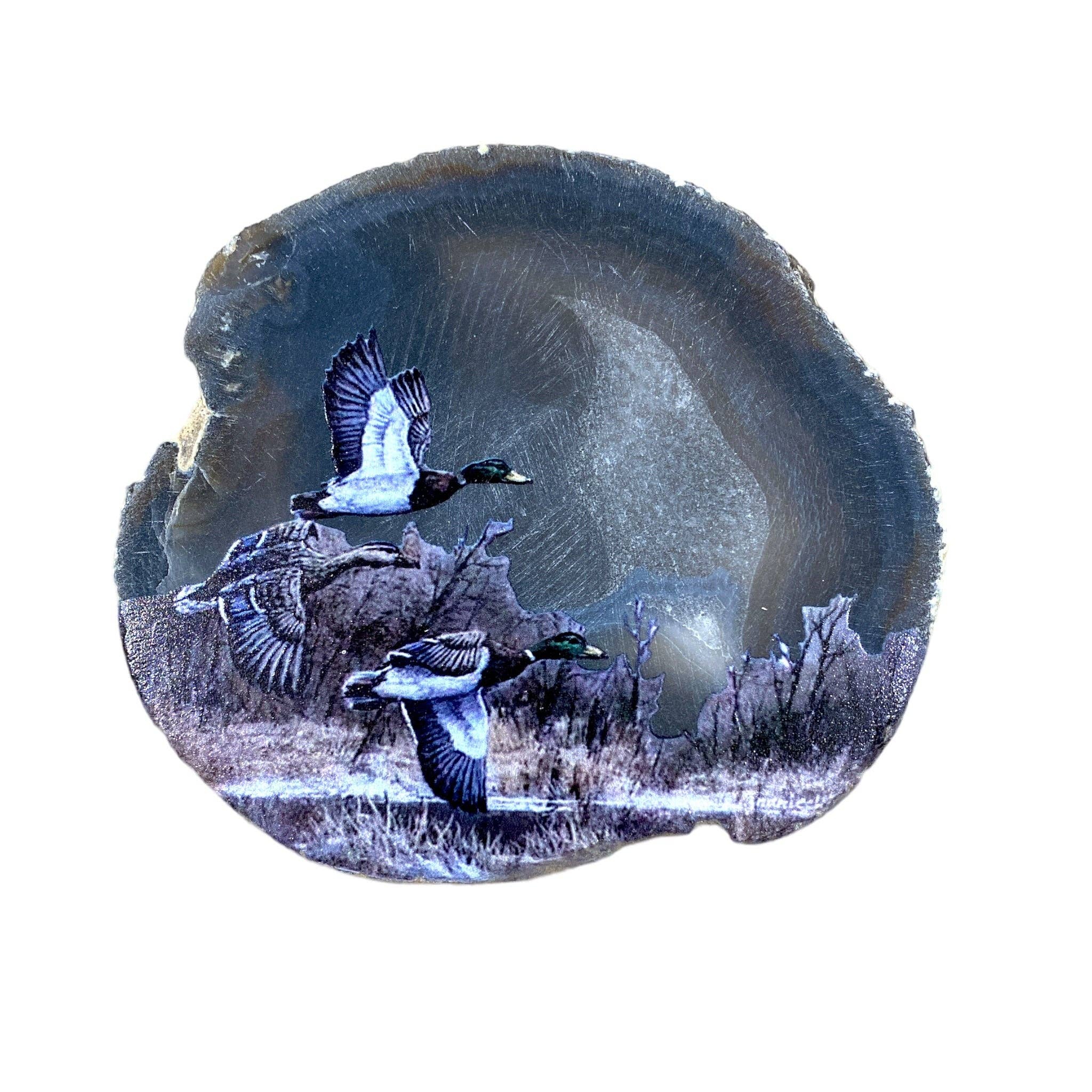 Foliesbijoux – wholesale Dekorativ tallrik/fat/skål – Botswana Agat plack med ankatryck0