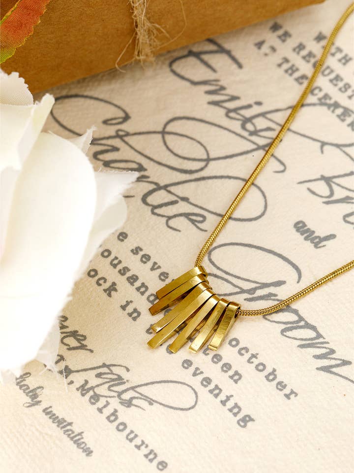 Gold Asymmetric Bar Pendant Necklace for wholesale by Threaded Pear