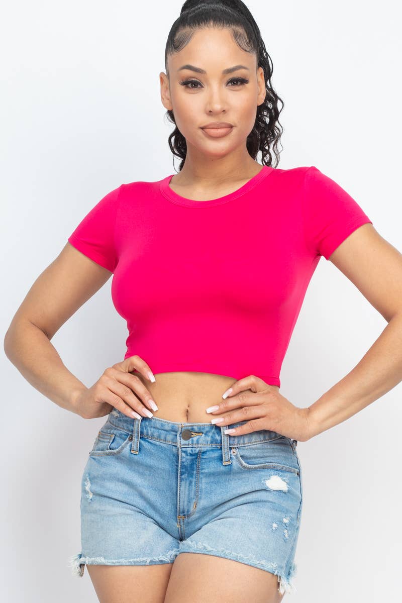 CAPELLA APPAREL - Wholesale Knit Top - Women's - Short Sleeve Roundneck Crop Top15