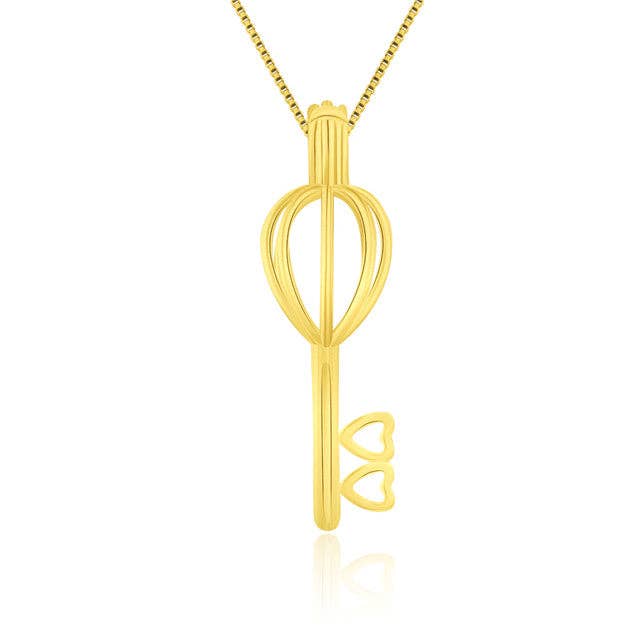14K Gold Plated Sterling Silver Necklace Key for wholesale by Island Pearl Traders