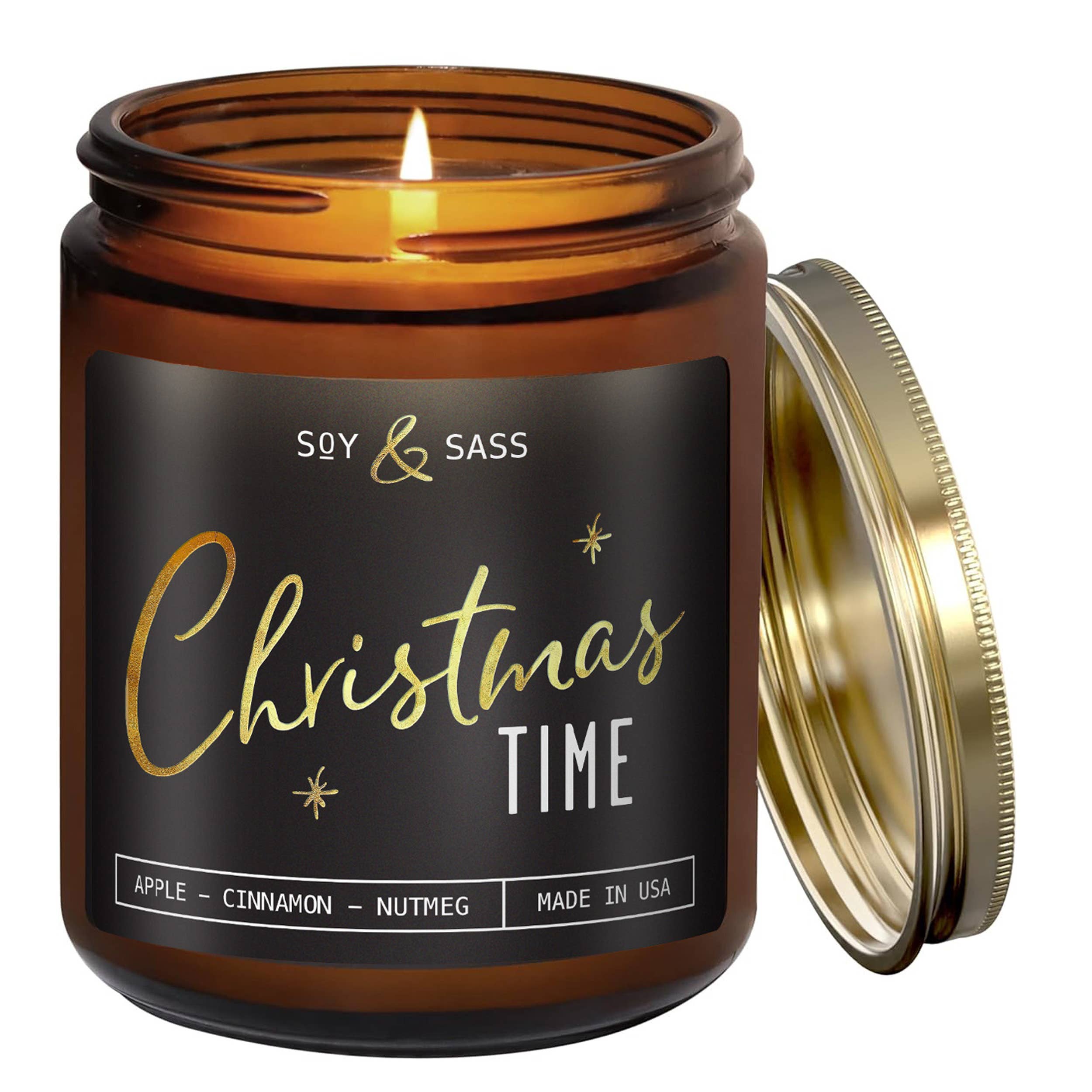 Soy and Sass - Vente Bougie en bocal - Bougie de soja Temps de Noël - Bougies de Noël 2025 FABRIQUÉES AUX ÉTATS-UNIS0