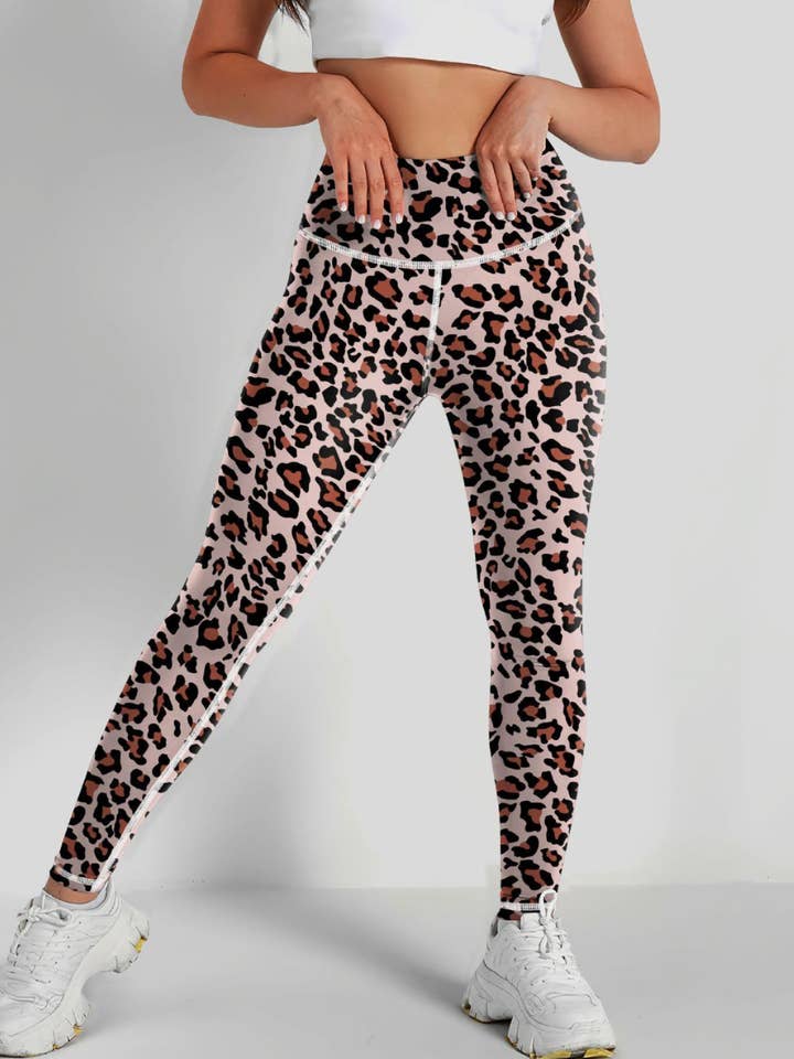 Rosa Clothing - Wholesale Athletic Pants - Women's - High-waist leopard print yoga jogger athletic leggings24