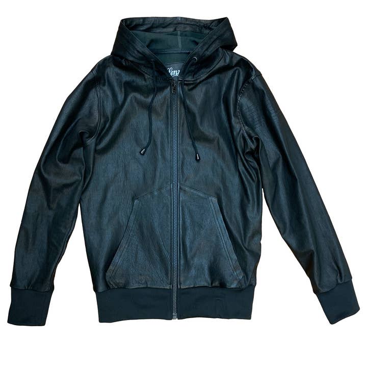 Aspen Hooded Stretch Leather Jacket for wholesale by The Lud