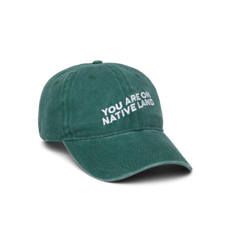 Urban Native Era - Wholesale Baseball Cap - Unisex - 'YOU ARE ON NATIVE LAND' DAD CAP - DARK GREEN