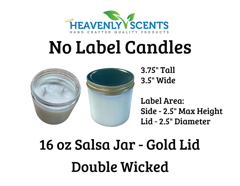 Heavenly Scents – wholesale Jar/filled candle – 16 oz Salsa Jar Soy Candles - Gold   Lid  - 6 Pack No Label1