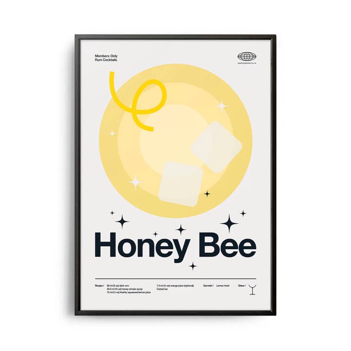 Póster de Cóctel de Abeja de Miel de Estilo Moderno de Mediados de Siglo para venta al por mayor de Weekend Concept