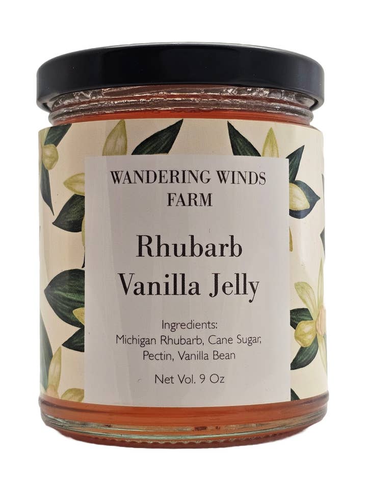 Rhubarb Vanilla Jelly for wholesale by Wandering Winds Farm + Bakery