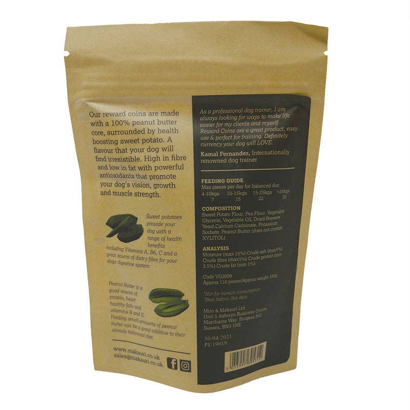 Miro & Makauri – wholesale Pet treats – Dog – Maks Patch Peanut Butter Reward Coins - 100g3