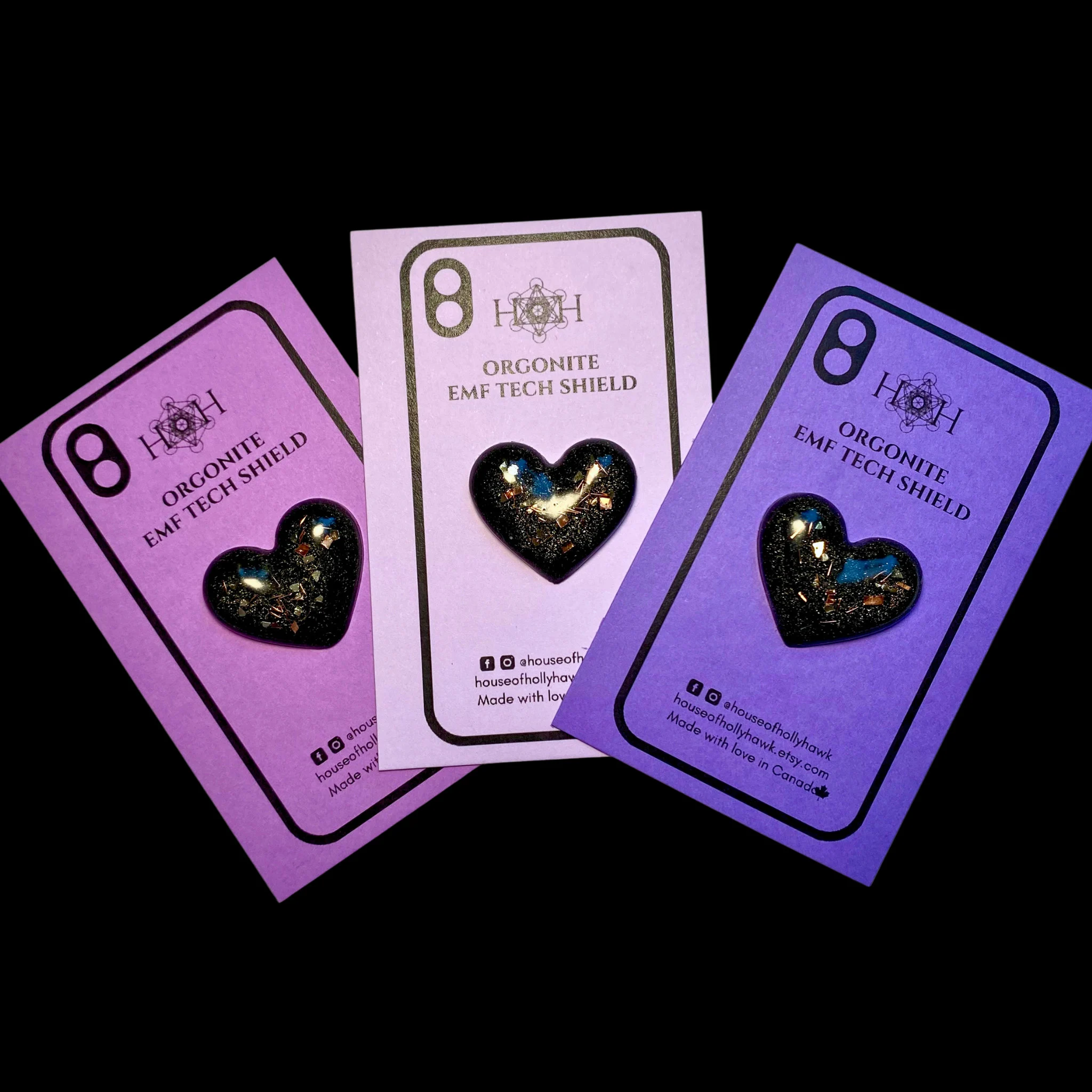 House of Hollyhawk - Wholesale Phone & Laptop Stickers - Heart Orgonite EMF Shield - EMF Protection for Tech Devices2