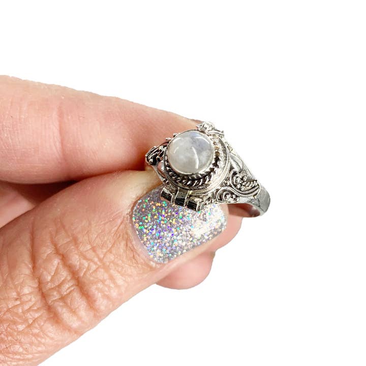Weathered Raindrop - Wholesale Single Stone/Solitaire Ring - Ring for Ashes "Moonstone" Cremation Sterling Silver Urn