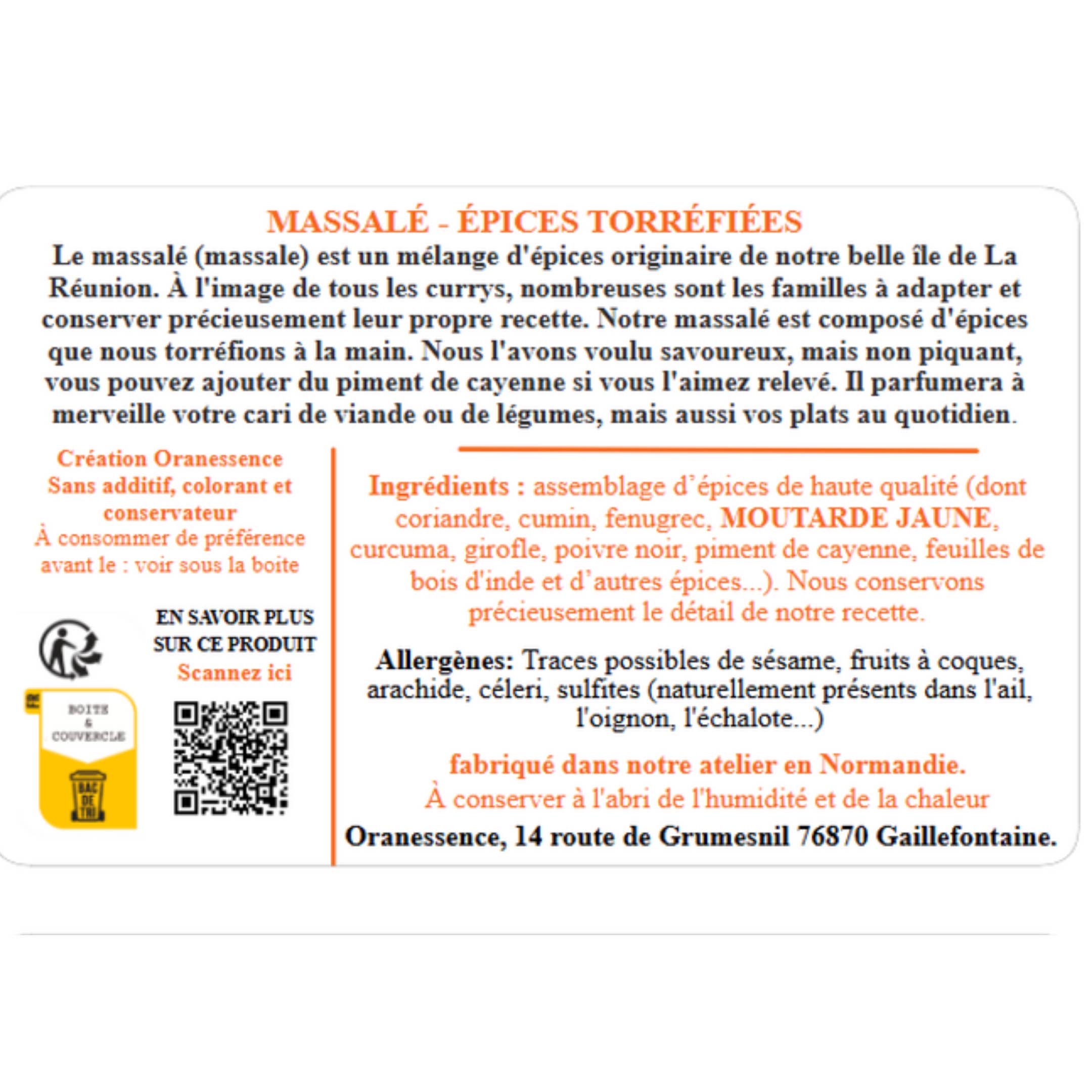 Oranessence – Engroshandel Tørret krydderiblanding – Massalé krydderiblanding (50 g æske)1