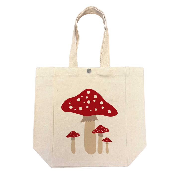 Red Mushrooms Lunch Bag for wholesale by Potluck Press