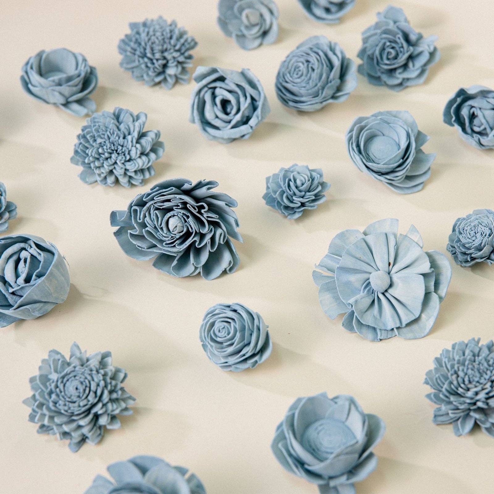 Sola Wood Flowers - Wholesale Artificial Flowers - 25-Pack of Dusty Blue-Colored Mixed Flowers1
