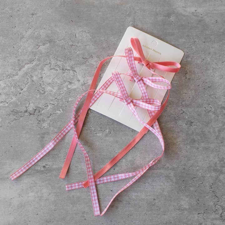 Tiepology - Wholesale Hair pin - Long Mini Check Pattern Bow Hair Pin Set9