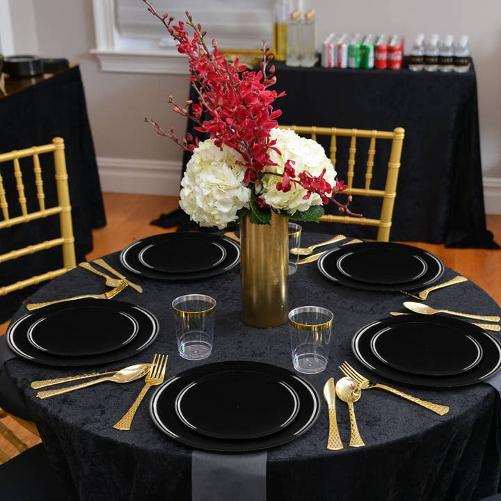 Smarty had a Party - Wholesale Disposable Plate - 6.25" Black Flat Round Plastic Pastry Plates - 10 pcs8