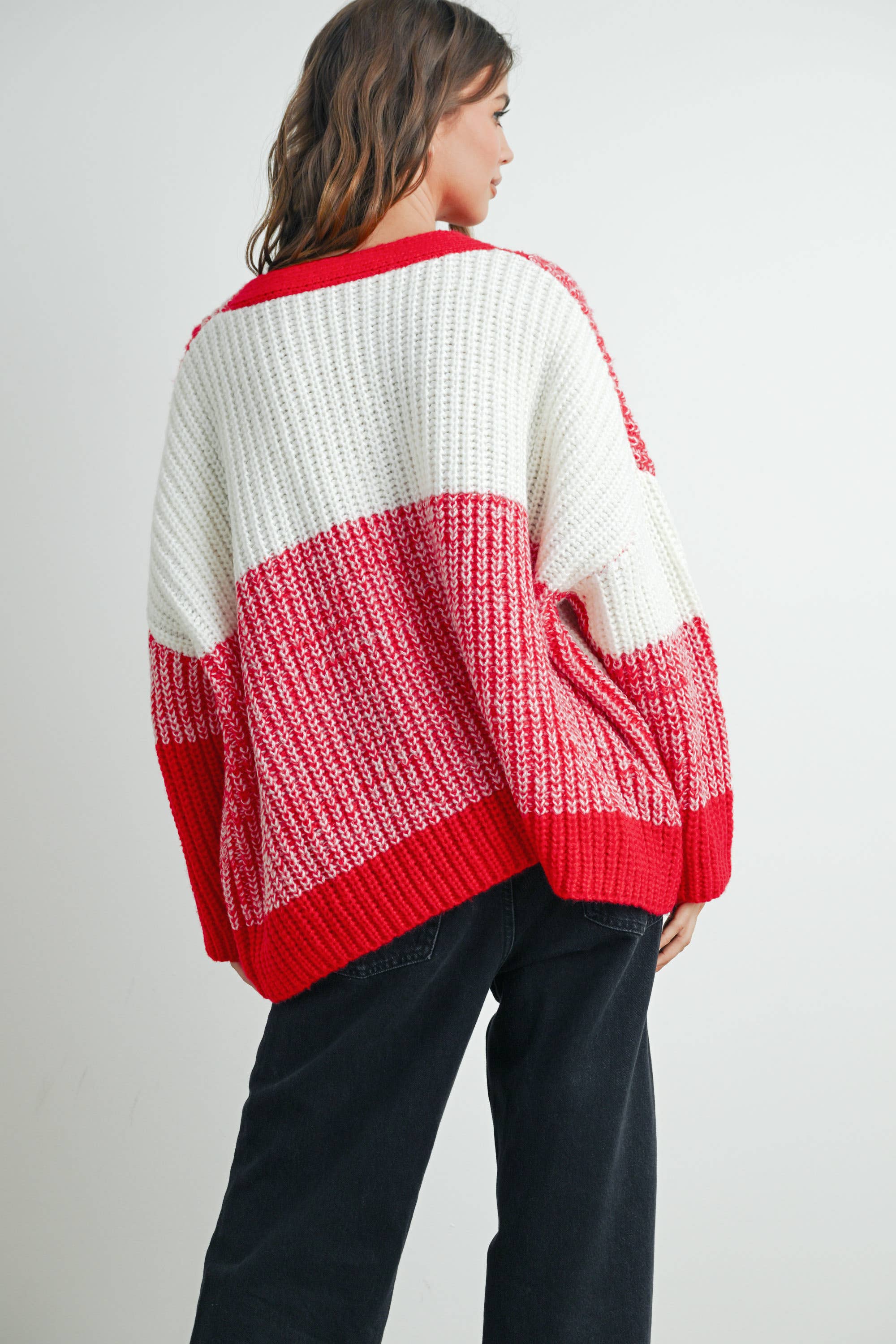 BUTTERMELON - Vendita all'ingrosso Cardigan - Donna - Cardigan oversize a quadretti con spalla scesa - BMC76079