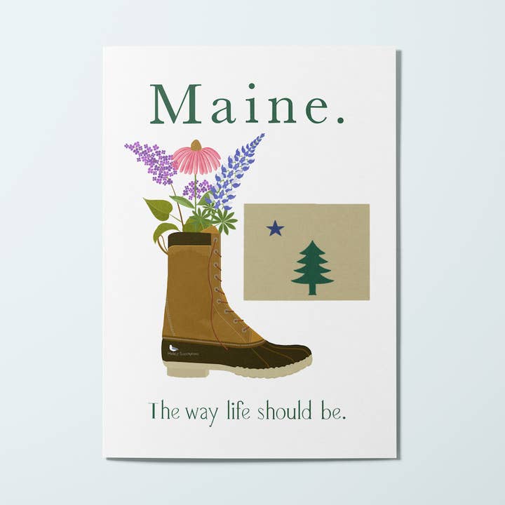 Maine The Way Life Should Be Blank Greeting Card for wholesale by Mary McRae Illustration