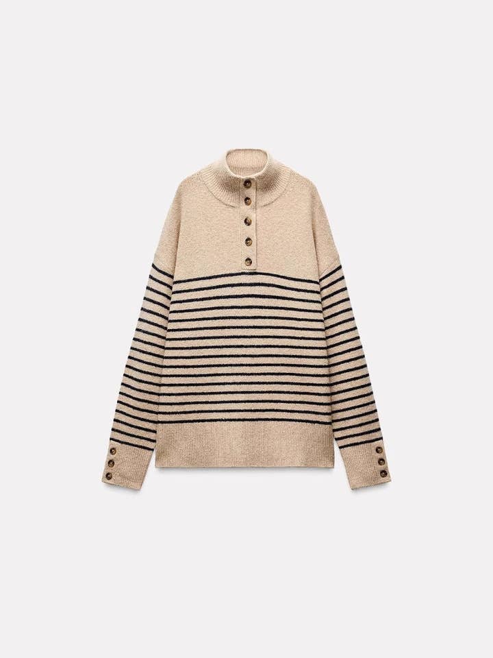 Marayn - Wholesale Knit Sweater - Women's - New AutumnWinter Russian Style Striped Knit Sweater