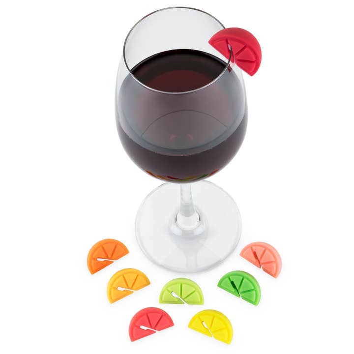 TRUE - Wholesale Wine/Cocktail Glass Markers - TrueZoo Citrus Charms Silicone Glass Markers - Set of 8