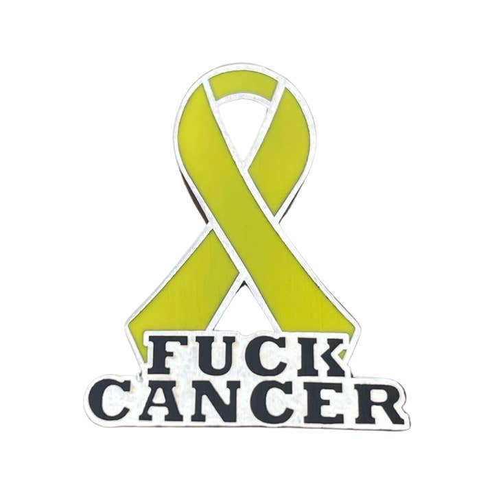 Broche ruban Fuck Cancer jaune pour la vente par Dream Maker Pins