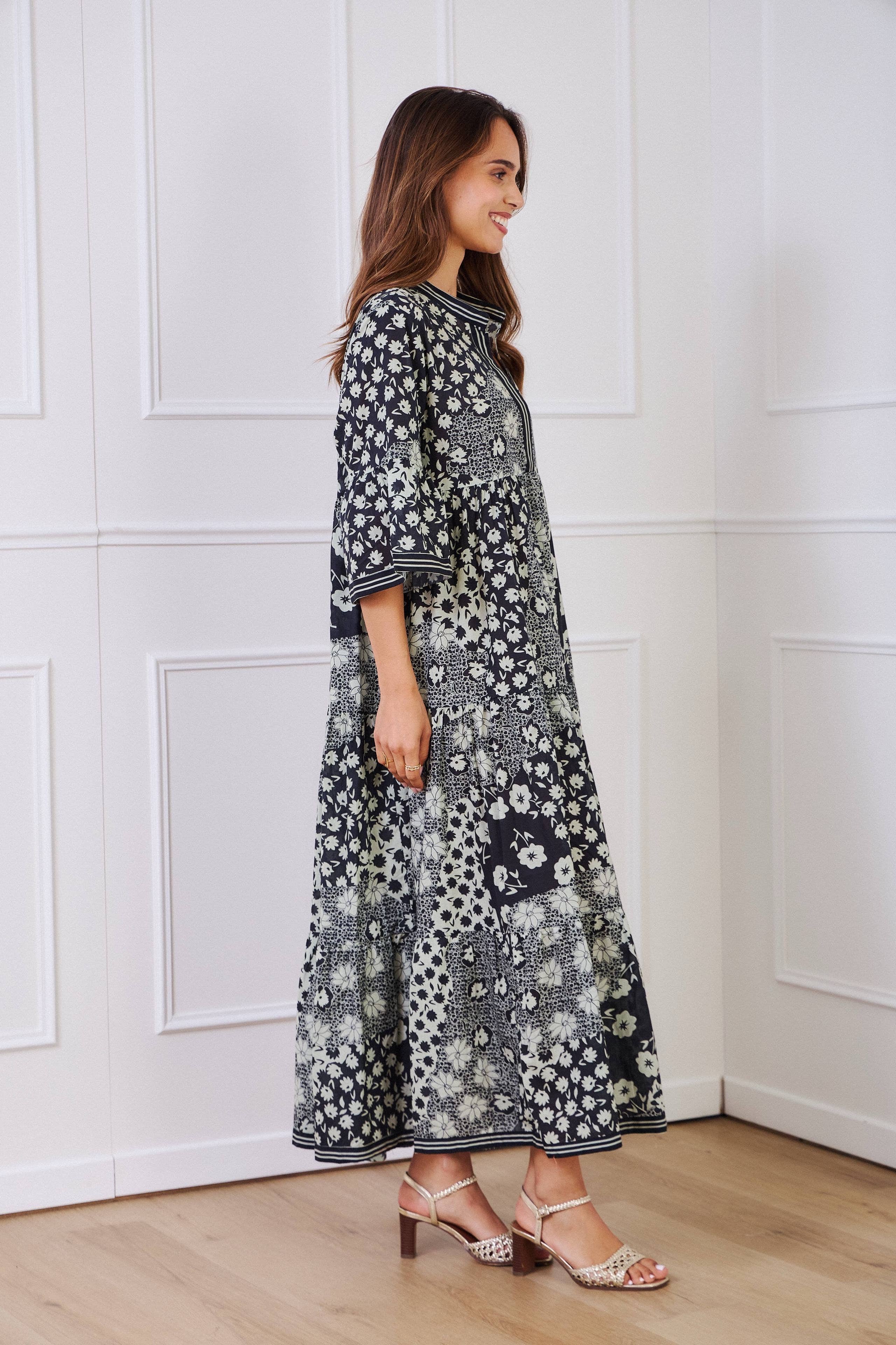 IP  Black batik long cotton dress - Orice for wholesale on Faire3