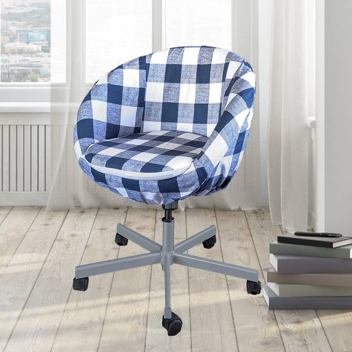 Rockin Cushions - Wholesale Chair/Sofa Slipcover - Navy Blue Buffalo Check Plaid Slip Cover, Compatible with IKEA SKRUVSTA