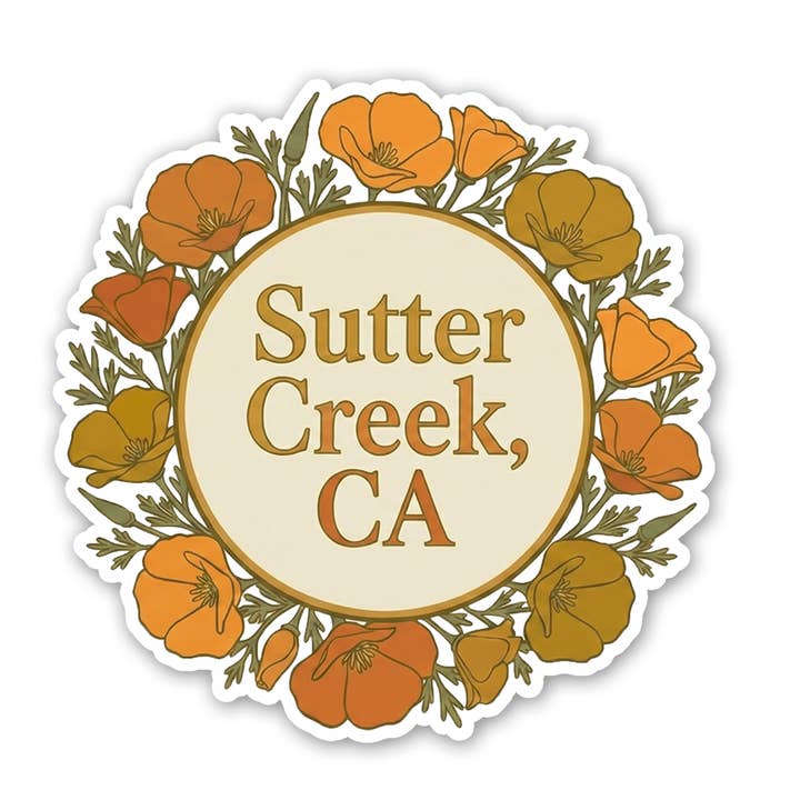 Autocollant de couronne de pavot de Sutter Creek pour la vente par Sticker Atlas