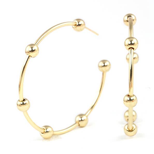 Orecchini a Cerchio placcati in oro con perline per la vendita all'ingrosso da parte di OHBOOBA DESIGN