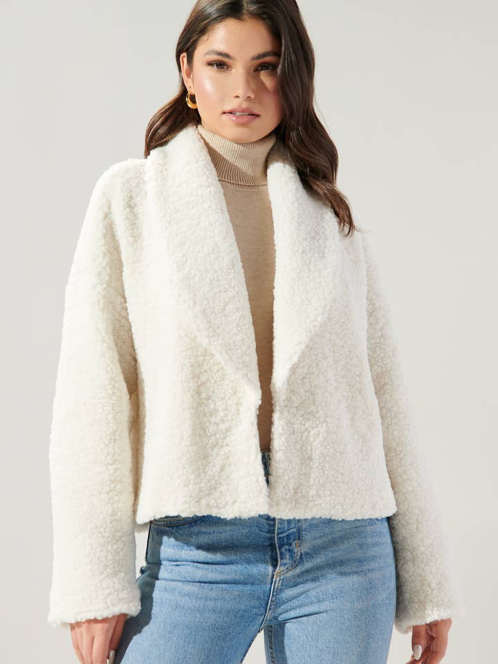 Sugarlips - Wholesale Jacket - Women's - Edwina Faux Sherpa Shawl Collar Jacket3
